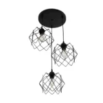 GloboStar® DAZLA 201-0024 Vintage Κρεμαστό Φωτιστικό Πλέγμα Τρίφωτο 3 x E27 IP20 Μαύρο Μέταλλο - Μ32 x Π32 x Υ70cm - Image 4