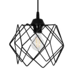 GloboStar® DAZLA 201-0024 Vintage Κρεμαστό Φωτιστικό Πλέγμα Τρίφωτο 3 x E27 IP20 Μαύρο Μέταλλο - Μ32 x Π32 x Υ70cm - Image 7