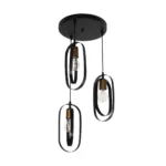 GloboStar® SPARKIO 201-0025 Vintage Κρεμαστό Φωτιστικό Πλέγμα Τρίφωτο 3 x E27 IP20 Μαύρο με Χρυσό Μέταλλο - Μ30 x Π30 x Υ80cm - Image 4
