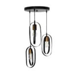 GloboStar® SPARKIO 201-0025 Vintage Κρεμαστό Φωτιστικό Πλέγμα Τρίφωτο 3 x E27 IP20 Μαύρο με Χρυσό Μέταλλο - Μ30 x Π30 x Υ80cm - Image 5