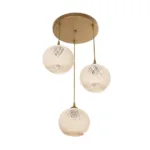 GloboStar® ILLUMIO 201-0027 Vintage Κρεμαστό Φωτιστικό Μπάλα Τρίφωτο 3 x E27 IP20 Χρυσό Μέταλλο με Μπεζ Σχοινί - Μ30 x Π30 x Υ70cm - Image 4