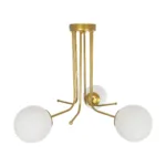 GloboStar® SHINY 201-0028 Vintage Φωτιστικό Οροφής Μπάλα Τρίφωτο 3 x E27 IP20 Χρυσό Μέταλλο με Γαλακτερή Μπάλα - Μ35 x Π35 x Υ60cm - Image 5