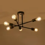 GloboStar® LAMIRA 201-0029 Μοντέρνο Φωτιστικό Οροφής Πλέγμα Πολύφωτο 6 x E27 IP20 Μαύρο Μέταλλο - Μ40 x Π40 x Υ25cm - Image 2