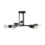 GloboStar® LAMIRA 201-0029 Μοντέρνο Φωτιστικό Οροφής Πλέγμα Πολύφωτο 6 x E27 IP20 Μαύρο Μέταλλο - Μ40 x Π40 x Υ25cm - Image 3