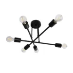 GloboStar® LAMIRA 201-0029 Μοντέρνο Φωτιστικό Οροφής Πλέγμα Πολύφωτο 6 x E27 IP20 Μαύρο Μέταλλο - Μ40 x Π40 x Υ25cm - Image 4