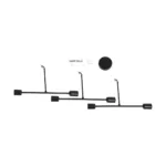 GloboStar® LAMIRA 201-0029 Μοντέρνο Φωτιστικό Οροφής Πλέγμα Πολύφωτο 6 x E27 IP20 Μαύρο Μέταλλο - Μ40 x Π40 x Υ25cm - Image 8