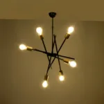 GloboStar® SUNFY 201-0030 Μοντέρνο Φωτιστικό Οροφής Πλέγμα Πολύφωτο 6 x E27 IP20 Μαύρο με Μπρονζέ Μέταλλο - Μ60 x Π70 x Υ60cm - Image 2
