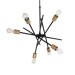 GloboStar® SUNFY 201-0030 Μοντέρνο Φωτιστικό Οροφής Πλέγμα Πολύφωτο 6 x E27 IP20 Μαύρο με Μπρονζέ Μέταλλο - Μ60 x Π70 x Υ60cm - Image 3