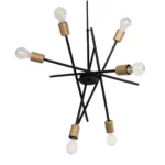 GloboStar® SUNFY 201-0030 Μοντέρνο Φωτιστικό Οροφής Πλέγμα Πολύφωτο 6 x E27 IP20 Μαύρο με Μπρονζέ Μέταλλο - Μ60 x Π70 x Υ60cm - Image 4