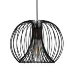 GloboStar® GLOWIA 201-0032 Μοντέρνο Κρεμαστό Φωτιστικό Πλέγμα Μονόφωτο 1 x E27 IP20 Μαύρο Μέταλλο - Μ26 x Π26 x Υ70cm - Image 4