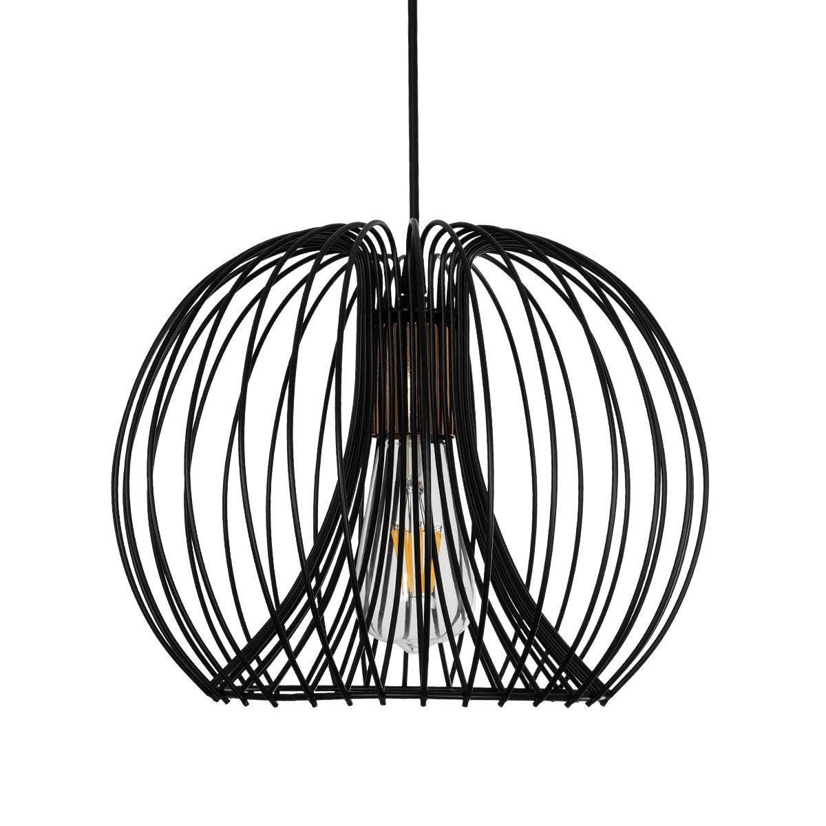 GloboStar® GLOWIA 201-0032 Μοντέρνο Κρεμαστό Φωτιστικό Πλέγμα Μονόφωτο 1 x E27 IP20 Μαύρο Μέταλλο - Μ26 x Π26 x Υ70cm - Image 4