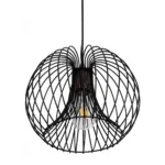 GloboStar® GLOWIA 201-0032 Μοντέρνο Κρεμαστό Φωτιστικό Πλέγμα Μονόφωτο 1 x E27 IP20 Μαύρο Μέταλλο - Μ26 x Π26 x Υ70cm - Image 5
