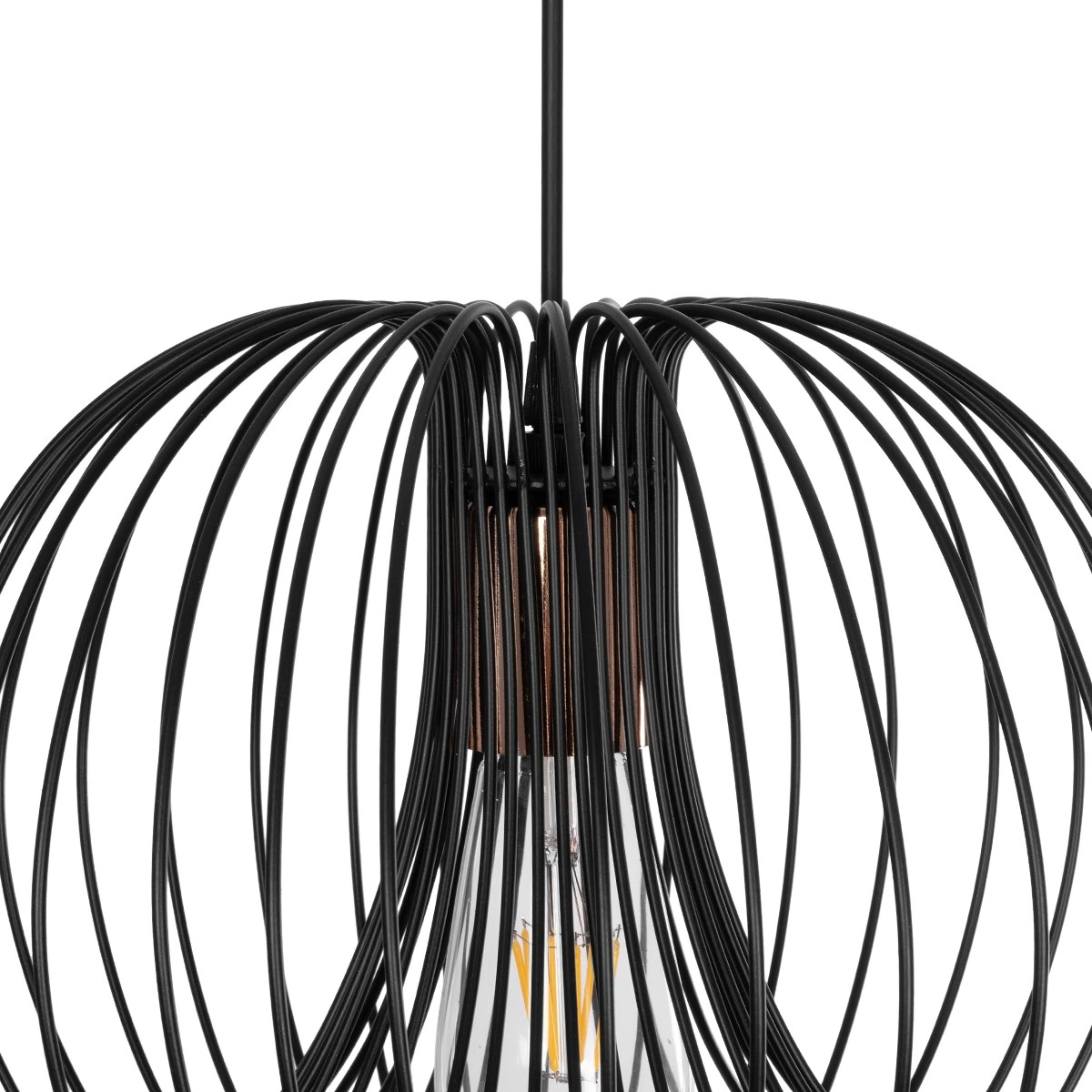 GloboStar® GLOWIA 201-0032 Μοντέρνο Κρεμαστό Φωτιστικό Πλέγμα Μονόφωτο 1 x E27 IP20 Μαύρο Μέταλλο - Μ26 x Π26 x Υ70cm - Image 8