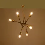 GloboStar® SUNFY 201-0033 Μοντέρνο Κρεμαστό Φωτιστικό Πλέγμα Πολύφωτο 6 x E27 IP20 Μπρονζέ Μέταλλο - Μ60 x Π70 x Υ60cm - Image 2