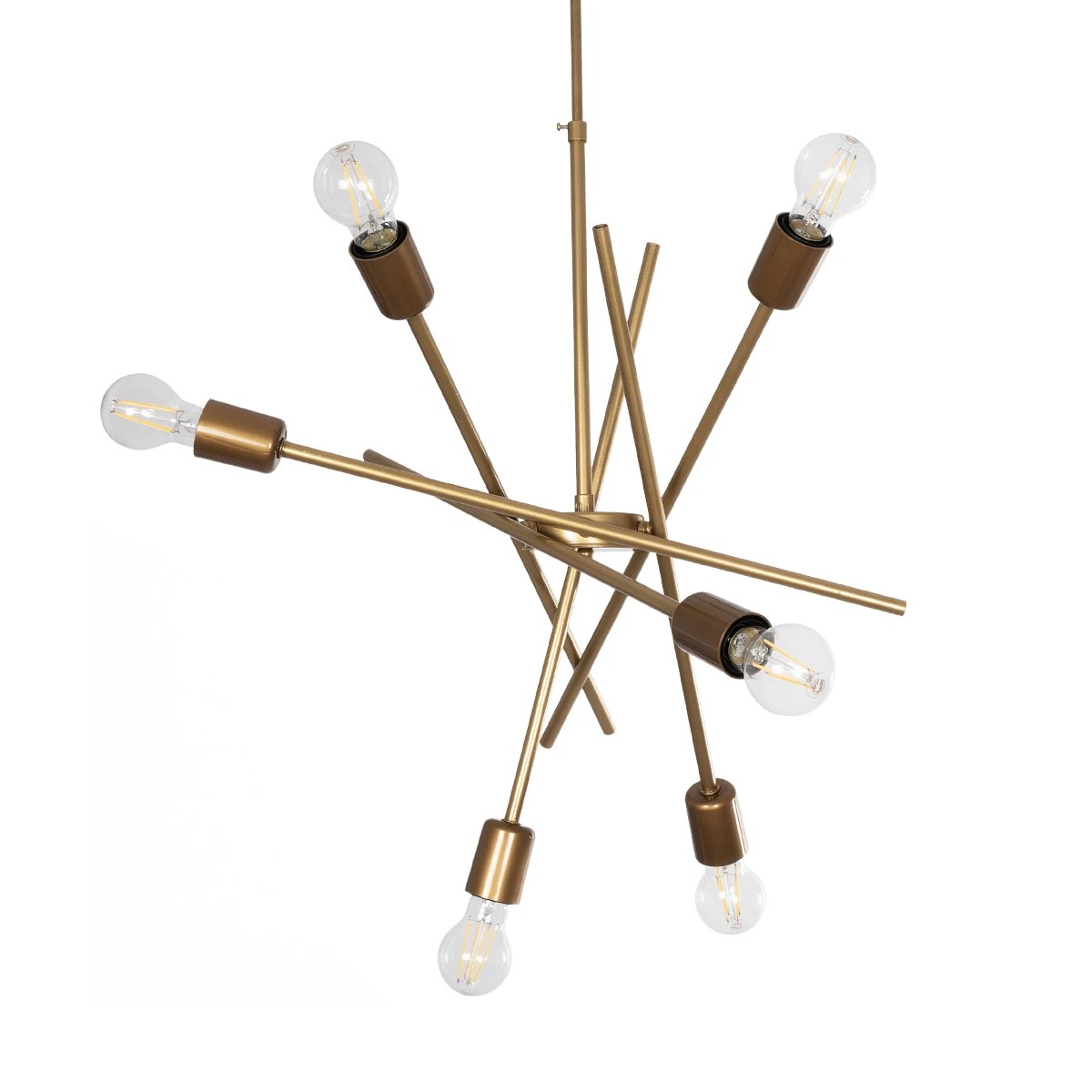 GloboStar® SUNFY 201-0033 Μοντέρνο Κρεμαστό Φωτιστικό Πλέγμα Πολύφωτο 6 x E27 IP20 Μπρονζέ Μέταλλο - Μ60 x Π70 x Υ60cm - Image 3