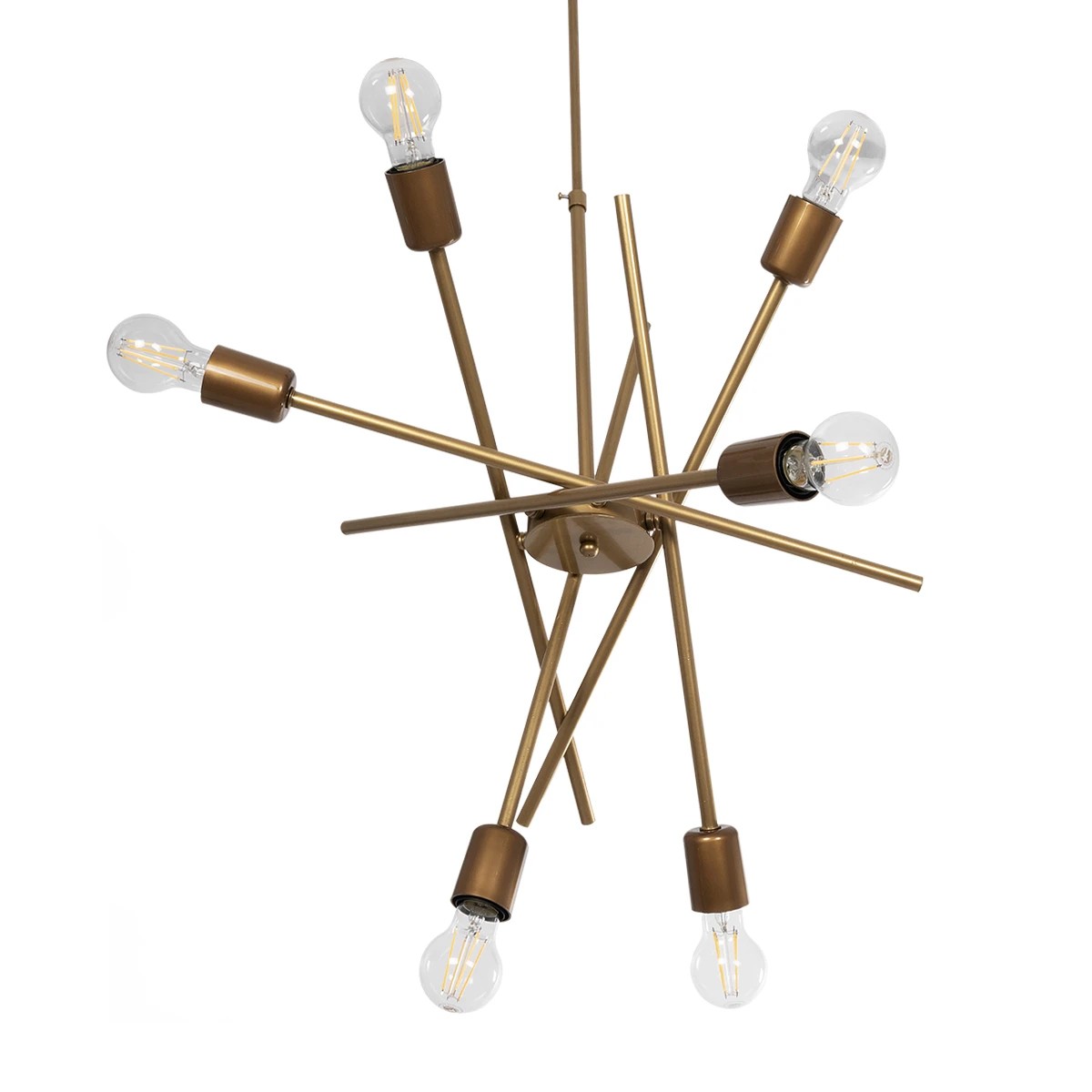 GloboStar® SUNFY 201-0033 Μοντέρνο Κρεμαστό Φωτιστικό Πλέγμα Πολύφωτο 6 x E27 IP20 Μπρονζέ Μέταλλο - Μ60 x Π70 x Υ60cm - Image 4