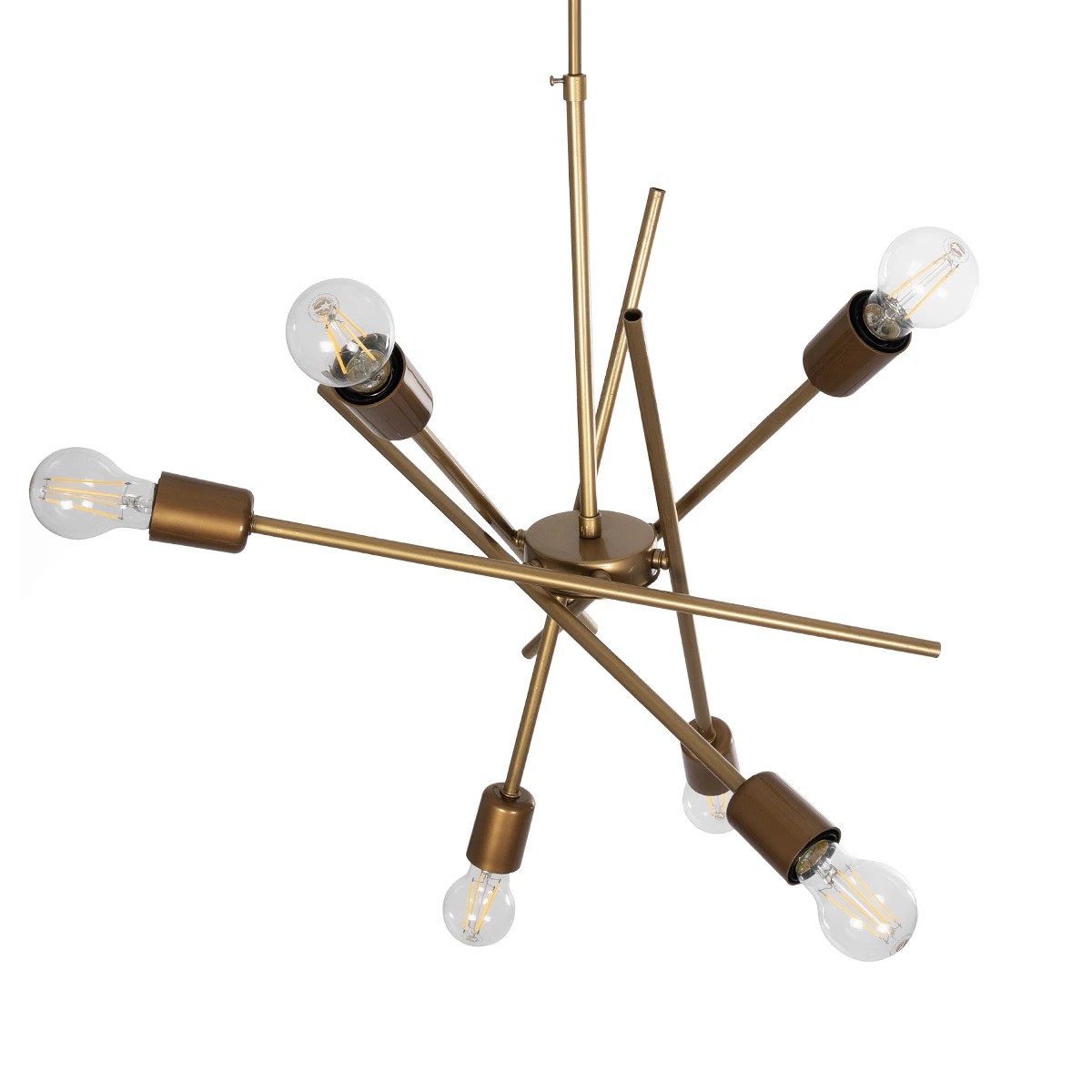 GloboStar® SUNFY 201-0033 Μοντέρνο Κρεμαστό Φωτιστικό Πλέγμα Πολύφωτο 6 x E27 IP20 Μπρονζέ Μέταλλο - Μ60 x Π70 x Υ60cm - Image 5