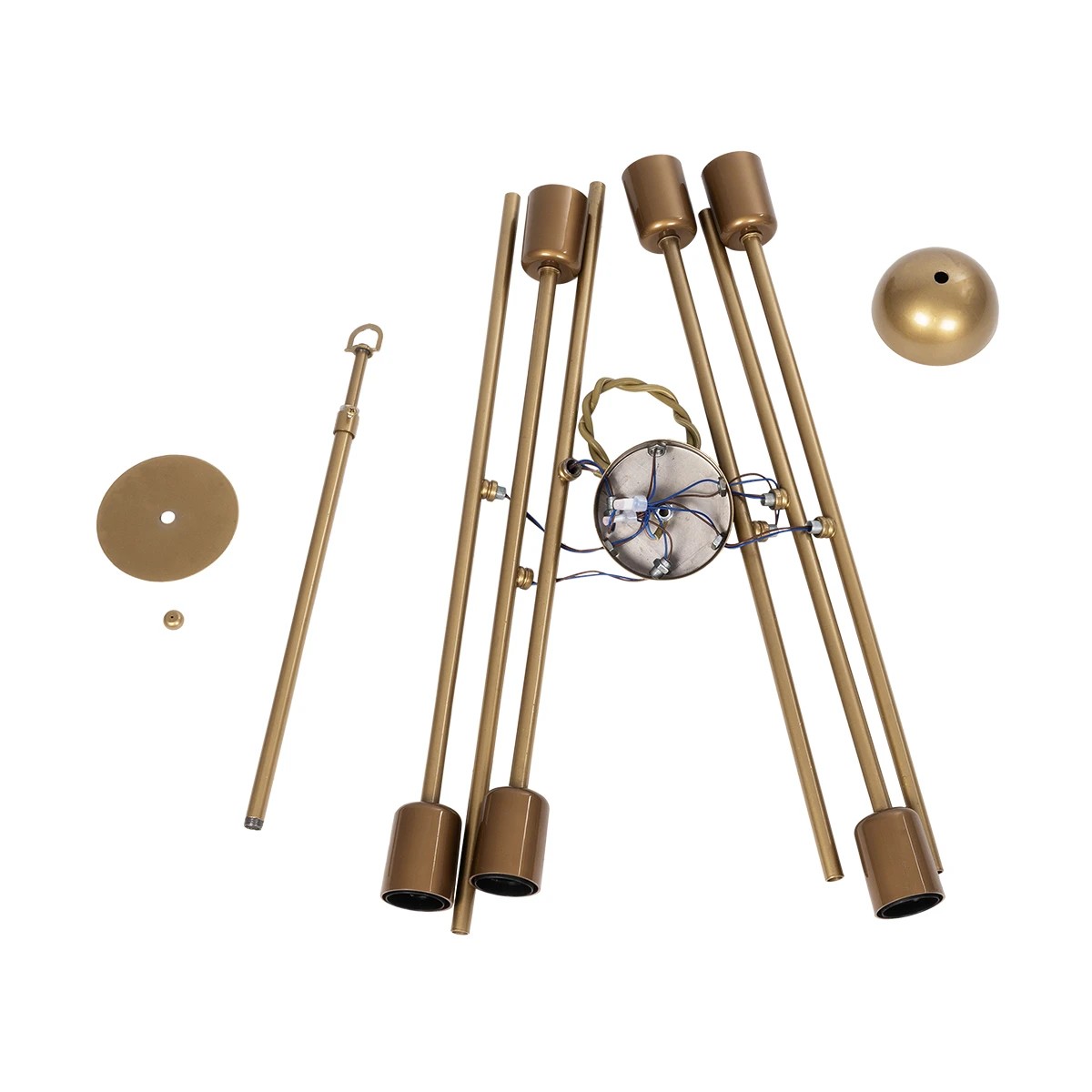 GloboStar® SUNFY 201-0033 Μοντέρνο Κρεμαστό Φωτιστικό Πλέγμα Πολύφωτο 6 x E27 IP20 Μπρονζέ Μέταλλο - Μ60 x Π70 x Υ60cm - Image 9