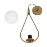 GloboStar® DROP 201-0034 Vintage Κρεμαστό Φωτιστικό Μπάλα Μονόφωτο 1 x E27 IP20 Χρυσό Μέταλλο με Γαλακτερή Μπάλα - Μ20 x Π15 x Υ47cm - Image 10