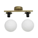 GloboStar® LUCENA 201-0035 Vintage Φωτιστικό Οροφής Ράγα Δίφωτο 2 x E27 IP20 Χρυσό Μεταλλό με Γαλακτερή Μπάλα - Μ50 x Π20 x Υ25cm - Image 6