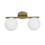 GloboStar® LUCENA 201-0035 Vintage Φωτιστικό Οροφής Ράγα Δίφωτο 2 x E27 IP20 Χρυσό Μεταλλό με Γαλακτερή Μπάλα - Μ50 x Π20 x Υ25cm - Image 3