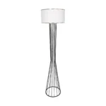 GloboStar® NOVA 201-0036 Μοντέρνο Επιδαπέδιο Φωτιστικό 1 x E27 IP20 Μαύρο Μεταλλό με Λευκό Ύφασμα - Μ38 x Π38 x Υ155cm - Image 3