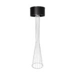 GloboStar® NOVA 201-0038 Μοντέρνο Επιδαπέδιο Φωτιστικό 1 x E27 IP20 Λευκό Μεταλλό με Μαύρο Ύφασμα - Μ38 x Π38 x Υ155cm - Image 4
