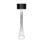 GloboStar® NOVA 201-0039 Μοντέρνο Επιδαπέδιο Φωτιστικό 1 x E27 IP20 Ασημί Μεταλλό με Μαύρο Ύφασμα - Μ38 x Π38 x Υ155cm - Image 3