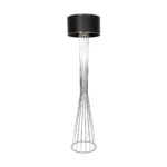 GloboStar® NOVA 201-0039 Μοντέρνο Επιδαπέδιο Φωτιστικό 1 x E27 IP20 Ασημί Μεταλλό με Μαύρο Ύφασμα - Μ38 x Π38 x Υ155cm - Image 4