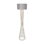 GloboStar® NOVA 201-0040 Μοντέρνο Επιδαπέδιο Φωτιστικό 1 x E27 IP20 Χρυσό Μεταλλό με Μπεζ Ύφασμα - Μ38 x Π38 x Υ155cm - Image 3