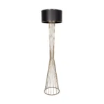 GloboStar® NOVA 201-0041 Μοντέρνο Επιδαπέδιο Φωτιστικό 1 x E27 IP20 Χρυσό Μεταλλό με Μαύρο Ύφασμα - Μ38 x Π38 x Υ155cm - Image 4