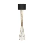 GloboStar® NOVA 201-0042 Μοντέρνο Επιδαπέδιο Φωτιστικό 1 x E27 IP20 Χρυσό Μεταλλό με Μαύρο Ύφασμα - Μ32 x Π32 x Υ155cm - Image 3