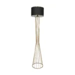 GloboStar® NOVA 201-0042 Μοντέρνο Επιδαπέδιο Φωτιστικό 1 x E27 IP20 Χρυσό Μεταλλό με Μαύρο Ύφασμα - Μ32 x Π32 x Υ155cm - Image 4