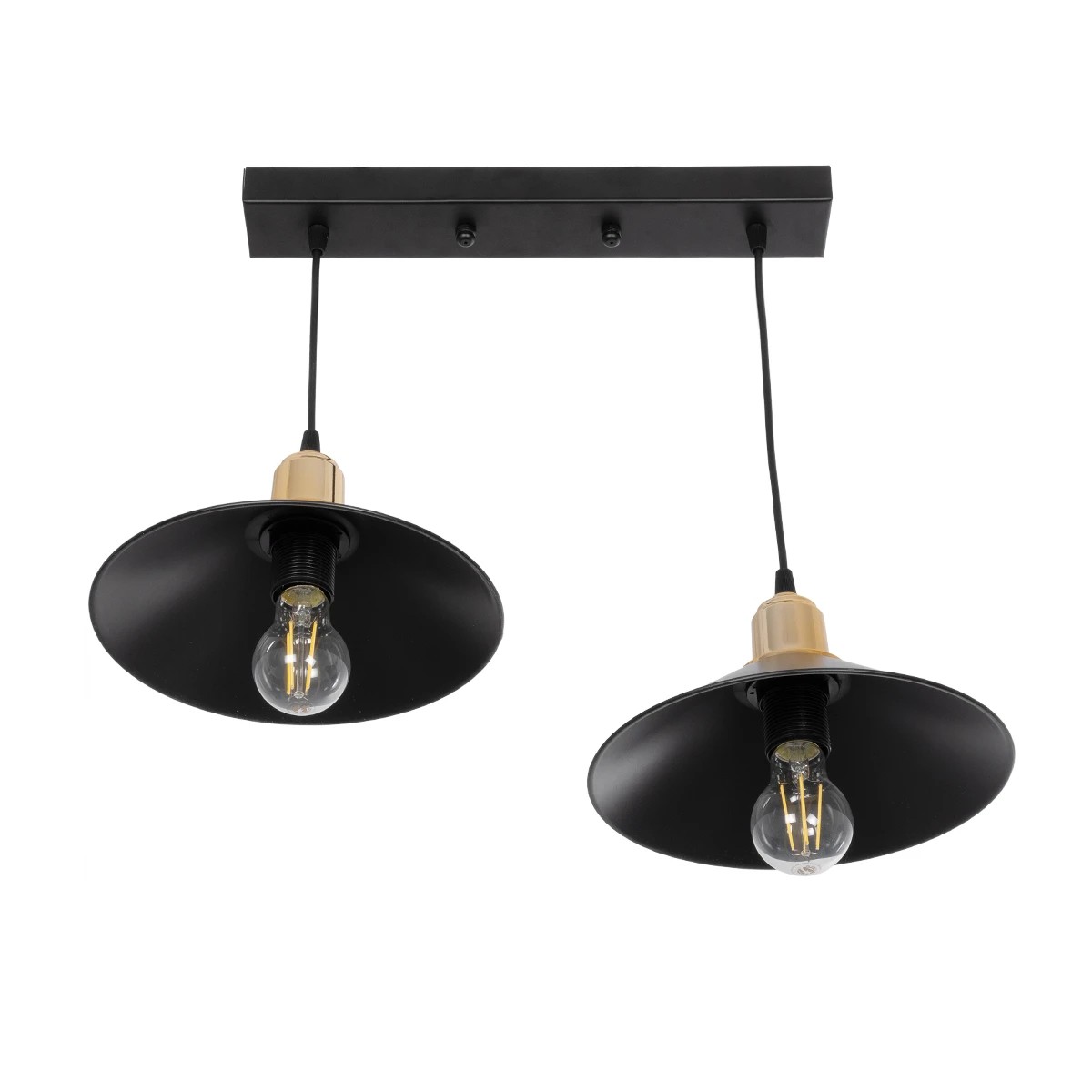 GloboStar® LUCANA 201-00043 Vintage Κρεμαστό Φωτιστικό Ράγα Vintage Δίφωτο 2 x E27 IP20 Mεταλλικό Μαύρο - Μ40 x Π25 x Υ75cm - Image 4