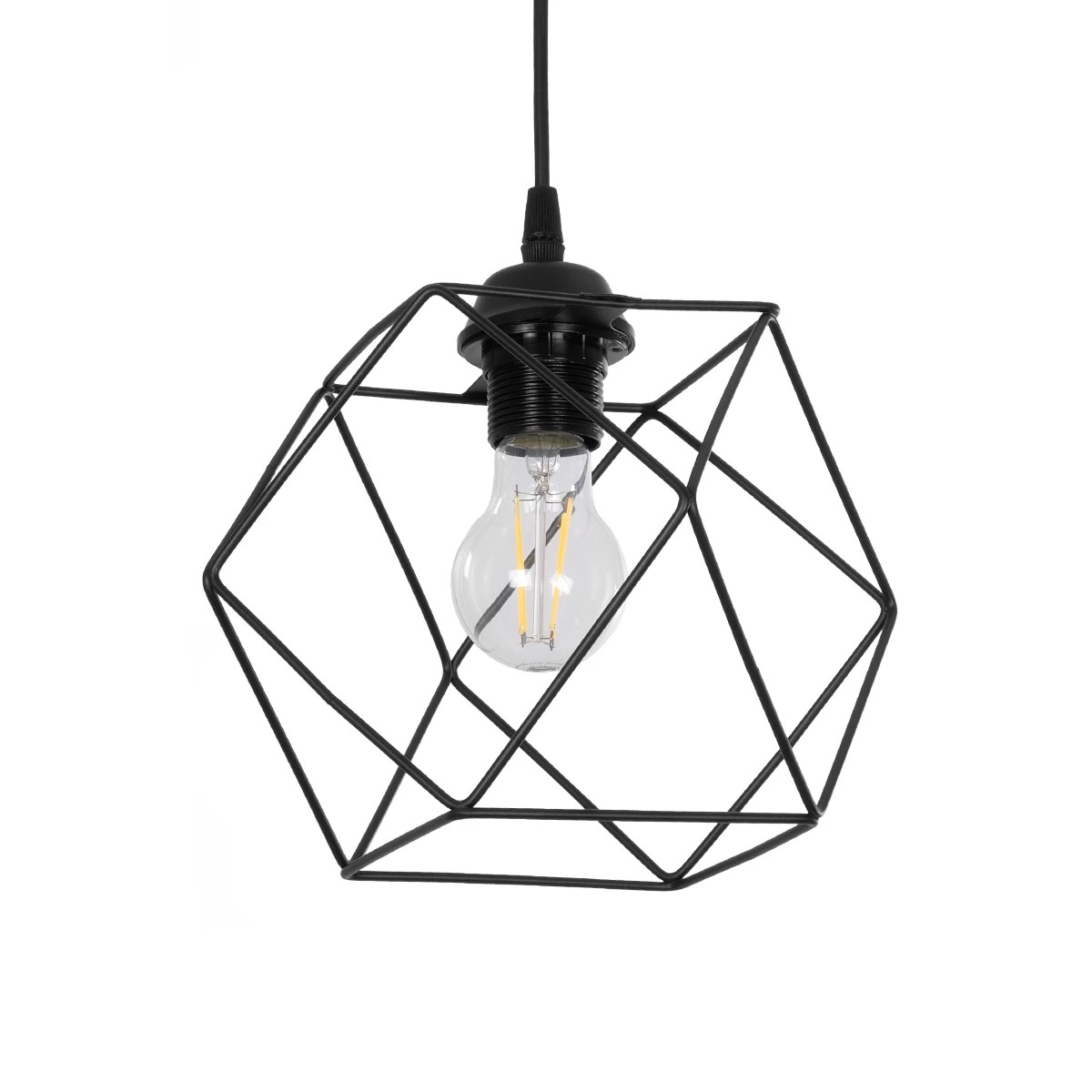 GloboStar® SOLIS 201-0045 Vintage Κρεμαστό Φωτιστικό Πλέγμα Μονόφωτο 1 x E27 IP20 Χρυσό Μέταλλο - Μ17 x Π17 x Υ75cm