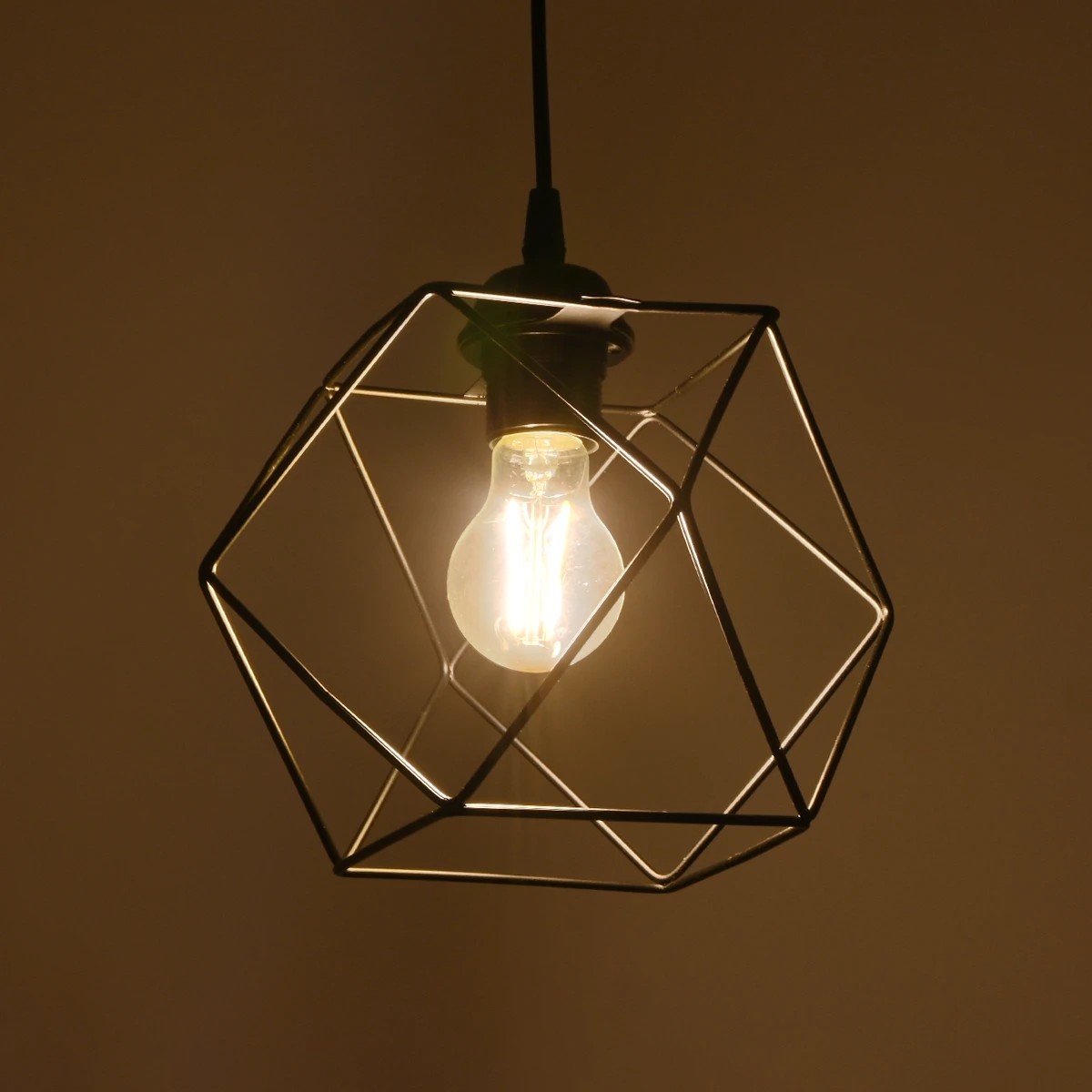 GloboStar® SOLIS 201-0045 Vintage Κρεμαστό Φωτιστικό Πλέγμα Μονόφωτο 1 x E27 IP20 Χρυσό Μέταλλο - Μ17 x Π17 x Υ75cm - Image 2