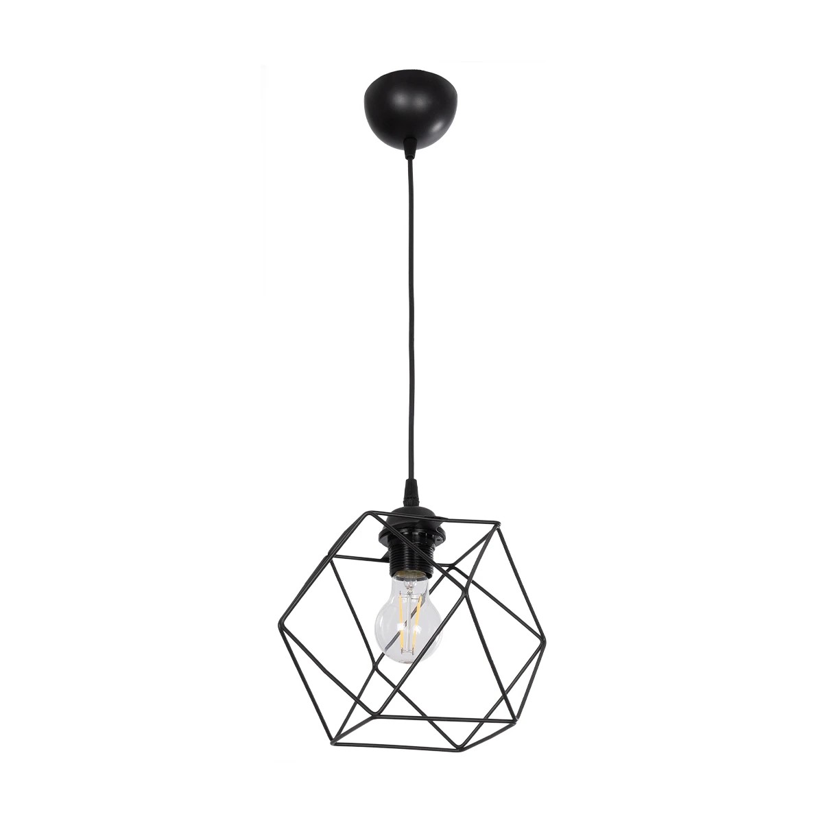 GloboStar® SOLIS 201-0045 Vintage Κρεμαστό Φωτιστικό Πλέγμα Μονόφωτο 1 x E27 IP20 Χρυσό Μέταλλο - Μ17 x Π17 x Υ75cm - Image 3