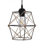 GloboStar® RAYLO 201-0048 Vintage Κρεμαστό Φωτιστικό Πλέγμα Τριφωτο 3 x E27 IP20 Mεταλλικό Μαύρο με Μπεζ Σχοινί - Μ30 x Π30 x Υ70cm - Image 6