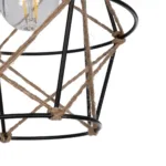 GloboStar® RAYLO 201-0048 Vintage Κρεμαστό Φωτιστικό Πλέγμα Τριφωτο 3 x E27 IP20 Mεταλλικό Μαύρο με Μπεζ Σχοινί - Μ30 x Π30 x Υ70cm - Image 7