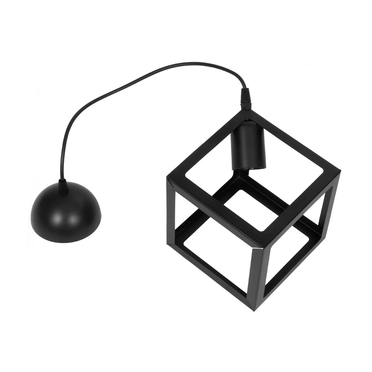 GloboStar® DISE 201-0049 Μοντέρνο Κρεμαστό Φωτιστικό Κύβος Μονόφωτο 1 x E27 IP20 Μαύρο Μέταλλο - Μ18 x Π18 x Υ68cm - Image 10