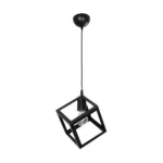 GloboStar® DISE 201-0049 Μοντέρνο Κρεμαστό Φωτιστικό Κύβος Μονόφωτο 1 x E27 IP20 Μαύρο Μέταλλο - Μ18 x Π18 x Υ68cm - Image 3