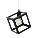 GloboStar® DISE 201-0049 Μοντέρνο Κρεμαστό Φωτιστικό Κύβος Μονόφωτο 1 x E27 IP20 Μαύρο Μέταλλο - Μ18 x Π18 x Υ68cm - Image 5
