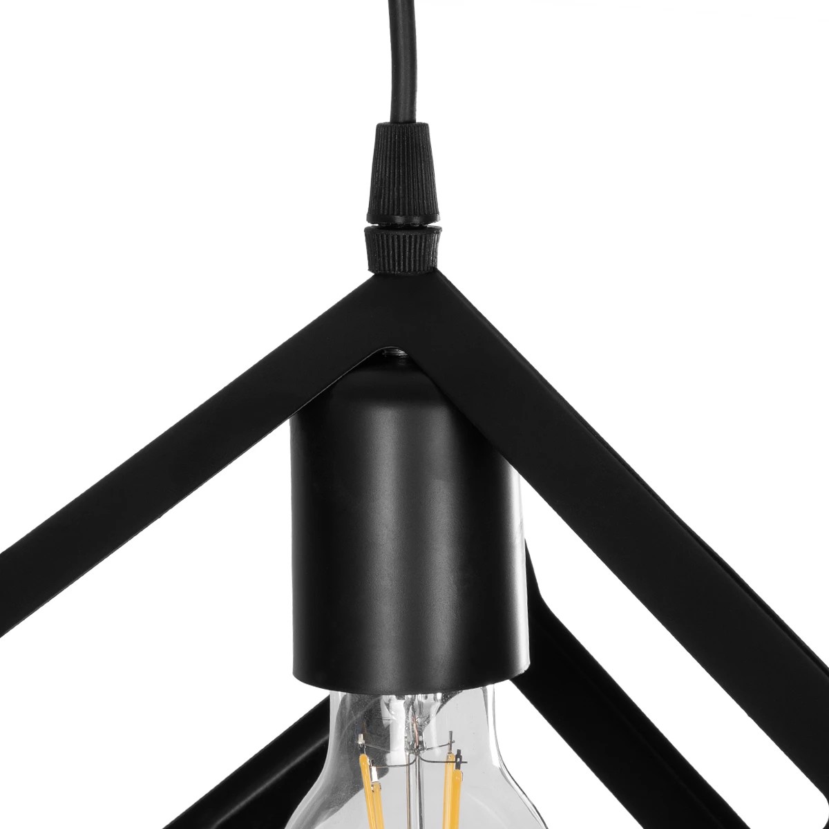 GloboStar® DISE 201-0049 Μοντέρνο Κρεμαστό Φωτιστικό Κύβος Μονόφωτο 1 x E27 IP20 Μαύρο Μέταλλο - Μ18 x Π18 x Υ68cm - Image 8