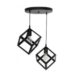 GloboStar® DISE 201-0050 Μοντέρνο Κρεμαστό Φωτιστικό Κύβος Δίφωτο 2 x E27 IP20 Μαύρο Μέταλλο - Μ30 x Π30 x Υ70cm - Image 3