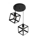 GloboStar® DISE 201-0050 Μοντέρνο Κρεμαστό Φωτιστικό Κύβος Δίφωτο 2 x E27 IP20 Μαύρο Μέταλλο - Μ30 x Π30 x Υ70cm - Image 4