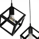 GloboStar® DISE 201-0050 Μοντέρνο Κρεμαστό Φωτιστικό Κύβος Δίφωτο 2 x E27 IP20 Μαύρο Μέταλλο - Μ30 x Π30 x Υ70cm - Image 6
