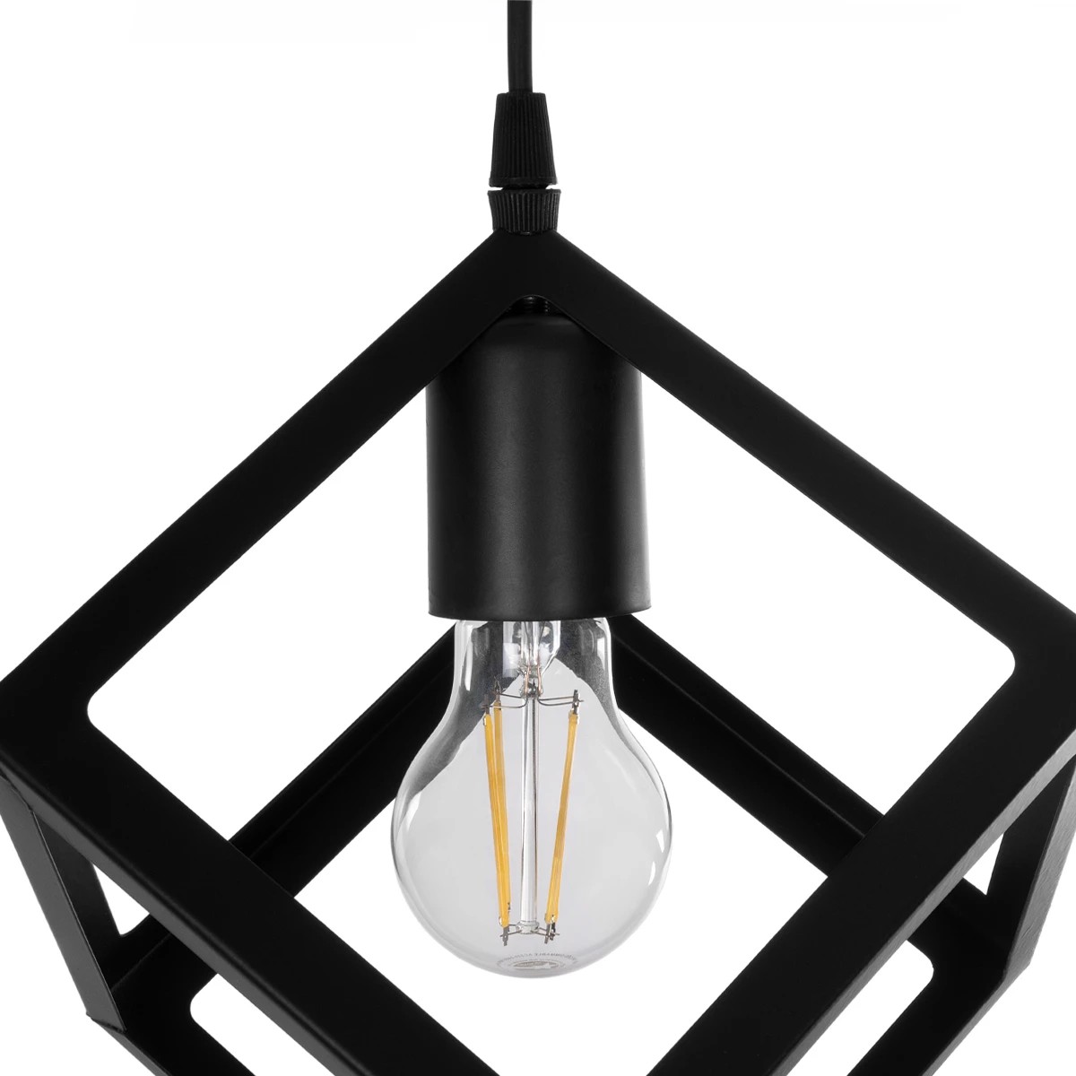 GloboStar® DISE 201-0050 Μοντέρνο Κρεμαστό Φωτιστικό Κύβος Δίφωτο 2 x E27 IP20 Μαύρο Μέταλλο - Μ30 x Π30 x Υ70cm - Image 7