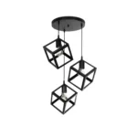 GloboStar® DISE 201-0051 Μοντέρνο Κρεμαστό Φωτιστικό Κύβος Τρίφωτο 3 x E27 IP20 Μαύρο Μέταλλο - Φ40 x Υ90cm