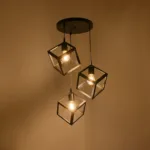 GloboStar® DISE 201-0051 Μοντέρνο Κρεμαστό Φωτιστικό Κύβος Τρίφωτο 3 x E27 IP20 Μαύρο Μέταλλο - Φ40 x Υ90cm - Image 2