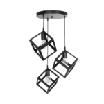 GloboStar® DISE 201-0051 Μοντέρνο Κρεμαστό Φωτιστικό Κύβος Τρίφωτο 3 x E27 IP20 Μαύρο Μέταλλο - Φ40 x Υ90cm - Image 3